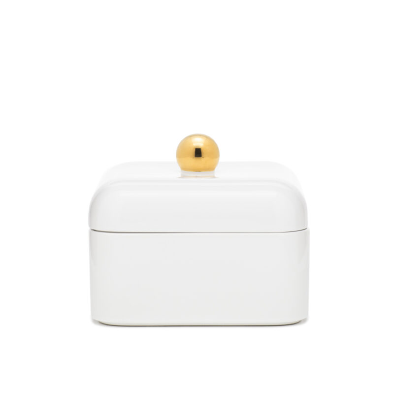 Whisper Box Glossy White & Gold